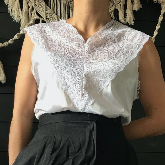 Vintage Other - Vintage lacey 90s white lingerie camisole sheer M